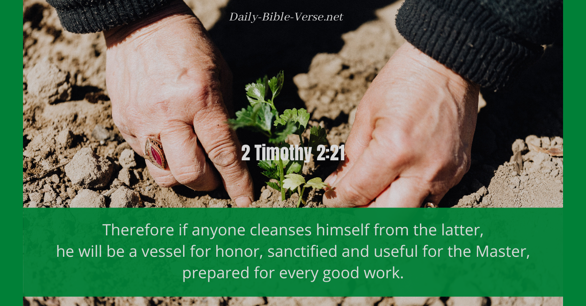 Therefore if anyone cleanses himself from the latter, he will be a vessel for honor, sanctified and useful for the Master, prepared for every good work.